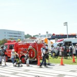 三笠公園では、青空のもと働く車が大集合。子どもたちの好奇心をかきたてた